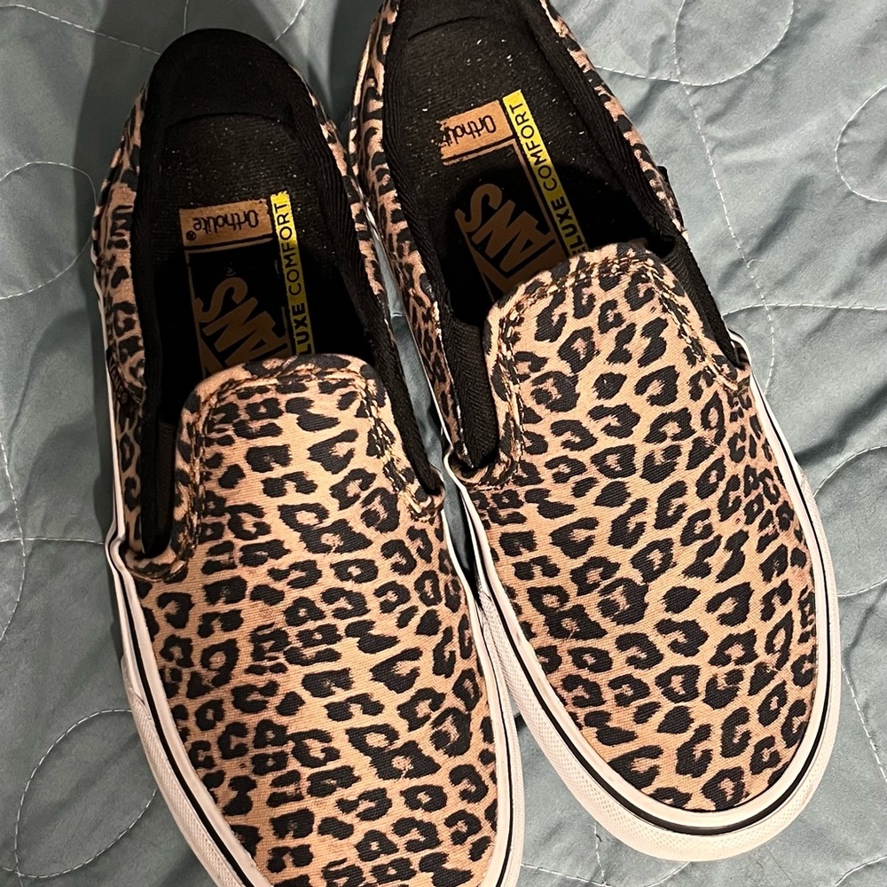 Vans Leopard Print Slip-On Mules - Black & Tan